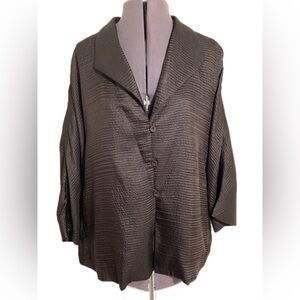 Eileen Fisher Silk Wool Crinkle Jacket Large